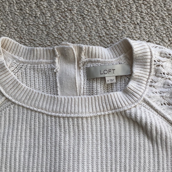 LOFT beige sweater with crochet sleeves - Picture 2 of 5